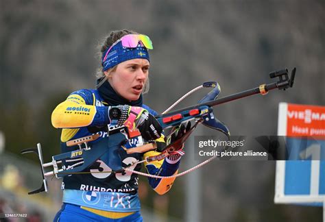 Elvira Öberg from Sweden during the shooting in the Chiemgau Arena ...