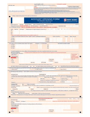 Account Opening Form Of Hdfc Bank - Fill and Sign Printable Template Online