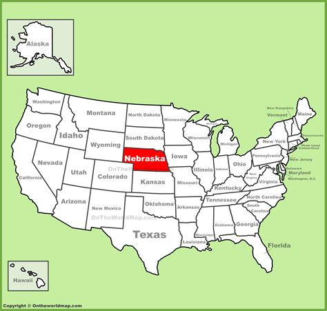 Nebraska location on the U.S. Map