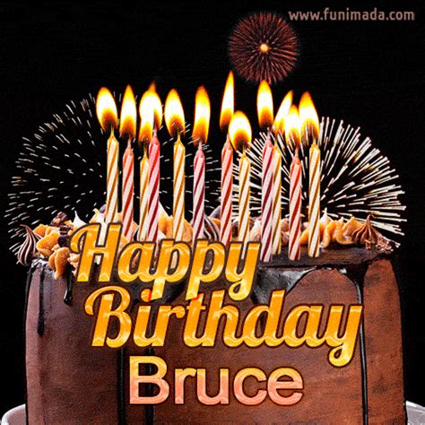 Chocolate Happy Birthday Cake for Bruce (GIF) | Funimada.com