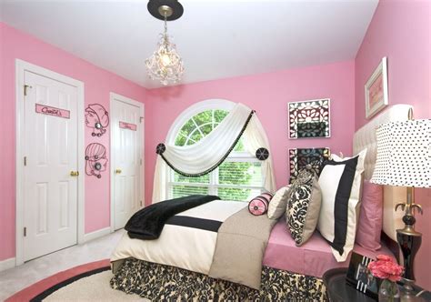 girly pink and black bedroom decor