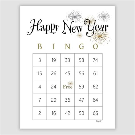 200 Happy New Year Bingo Cards Pdf Download, 1, 2, and 4 per Page ...