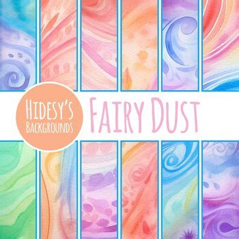 Fairy Dust Watercolor Backgrounds Pink & Rainbow Colored Digital paper ...