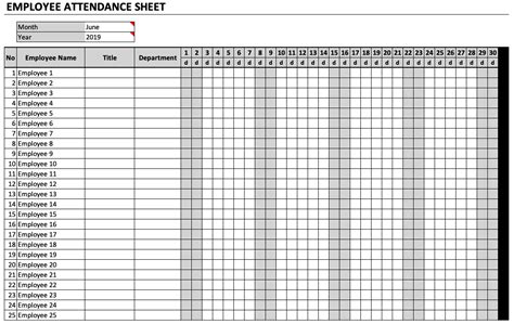 Employee Attendance Tracker Template Free