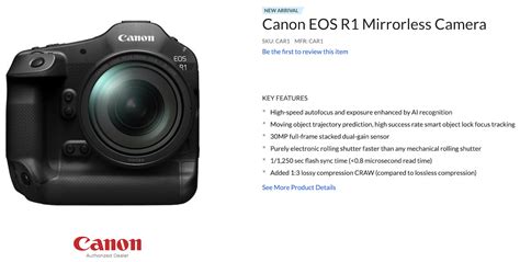 More Canon EOS R1 flagship camera specifications from Adorama - Photo ...