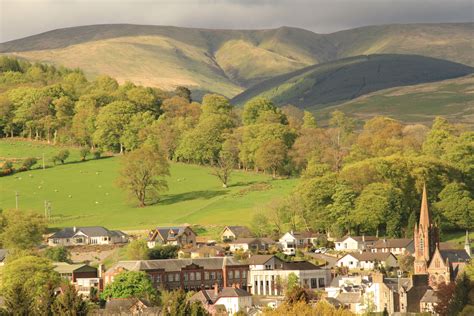 St Mary's Kirk Moffat with Hartfell in the back ground in Moffat ...