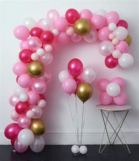 Pink Party Balloons 110 Pcs Hot Pink & Gold Latex Metallic | Etsy