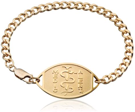 MedicAlert Foundation Classic Embossed Medical ID Bracelet 10k Gold, 8. ...