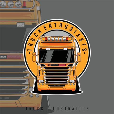 YELLOW TRUCK ILLUSTRATION WITH GRAY BACKGROUND 22884099 Vector Art at ...