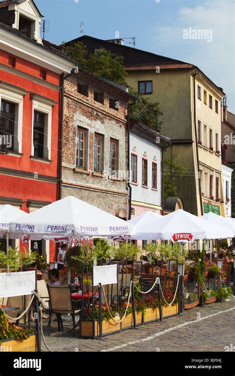 Outdoor restaurants in Kazimierz district, Krakow, Poland Stock Photo ...