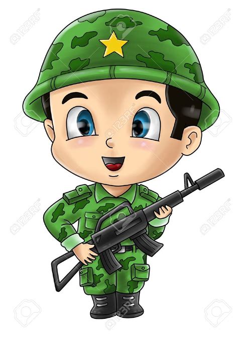 Cute Cartoon Illustration Of A Soldier Stock Photo, Picture And ...