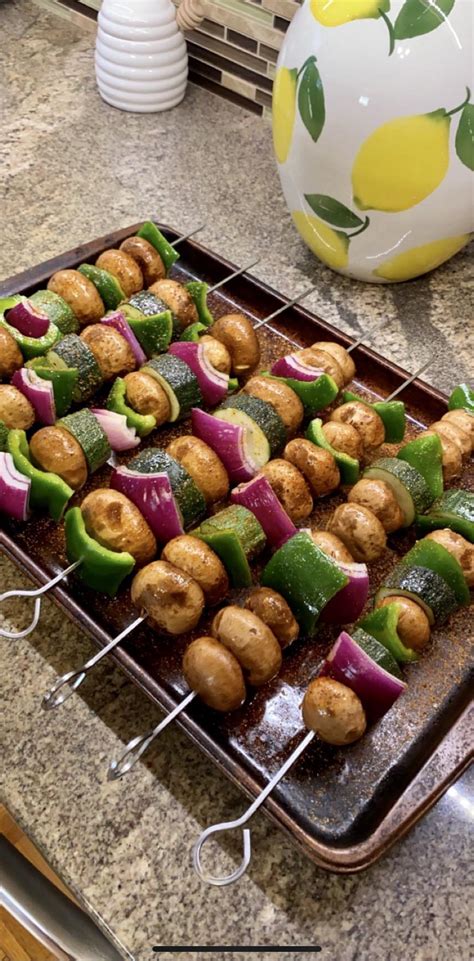 Vegetable kebabs ready for the grill : r/HealthyFood