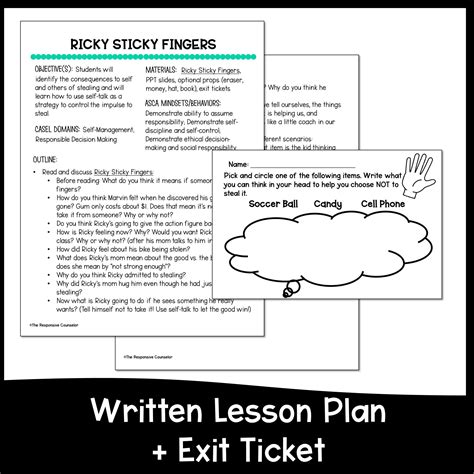 Ricky Sticky Fingers Companion Lesson - Shop The Responsive Counselor