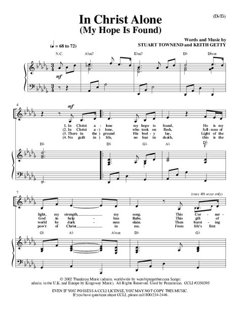 In Christ Alone Sheet Music PDF (Stuart Townend) - PraiseCharts