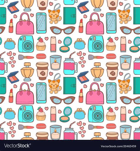 Cute hipster stickers scrapbook seamless pattern Vector Image