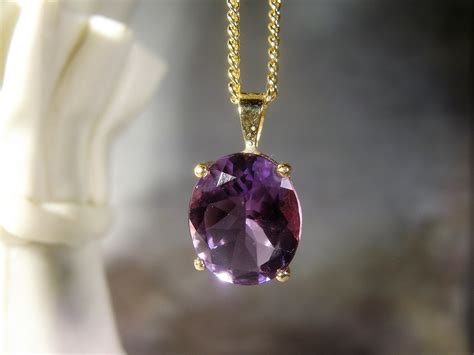 Amethyst Necklace, 14K Gold Necklace, 3 Carat Purple Amethyst Pendant ...