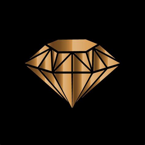 3d diamond shape gold logo, golden luxury icon isolated on black ...