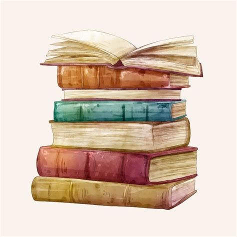 Pile Of Books, Stack Of Books, Watercolor Books, Watercolor Paintings ...