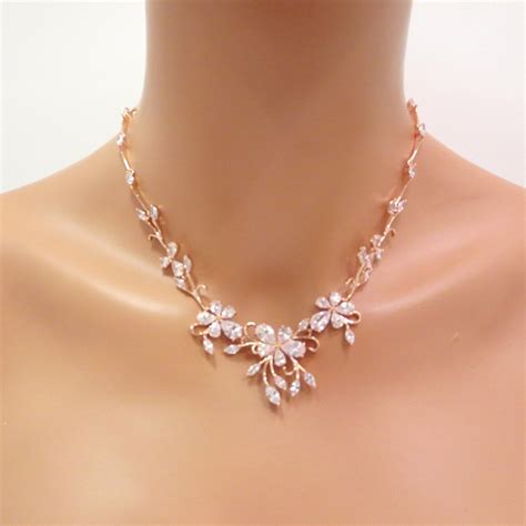 Rose gold necklace Bridal necklace Necklace Set Bridal