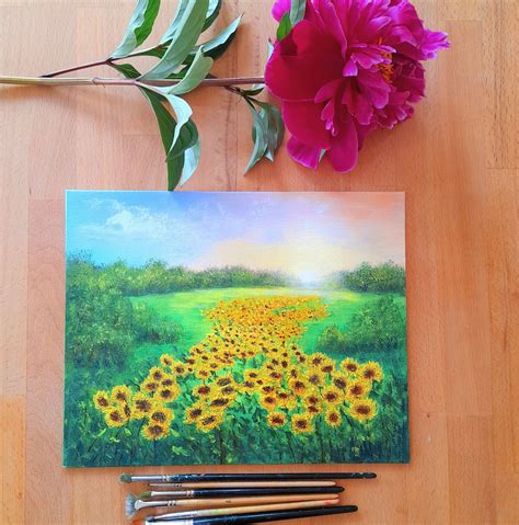 Sunflower Painting Original Art Sunrise Painting Sunflower - Etsy