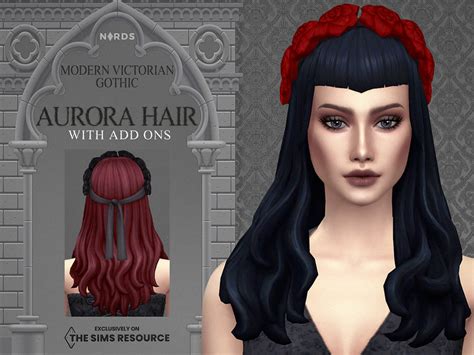 The Sims Resource - Modern Victorian Gothic - Aurora Hair