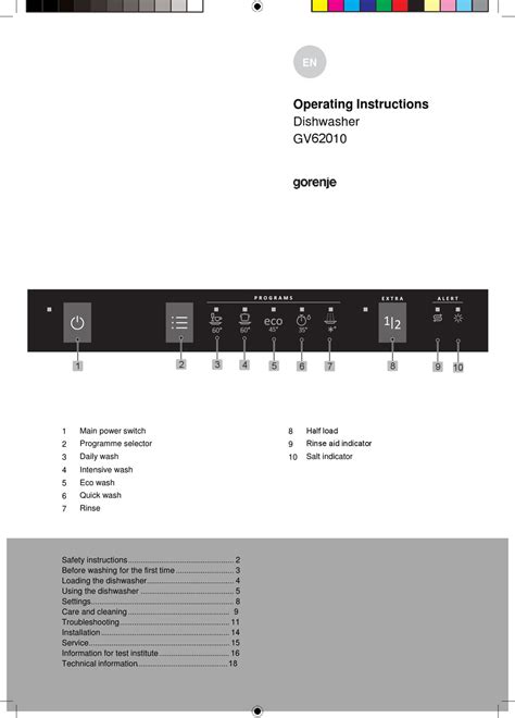 GORENJE GV62010 OPERATING INSTRUCTIONS MANUAL Pdf Download | ManualsLib