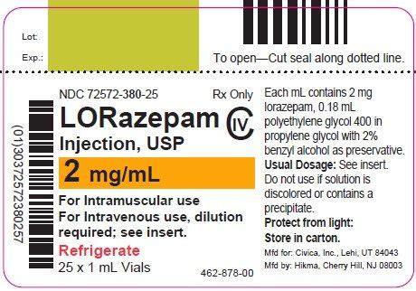 Lorazepam Injection: Package Insert - Drugs.com