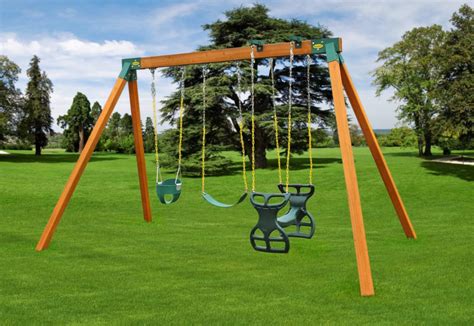 Classic A-Frame Kids Swing Set | Freestanding With Horse Gliders