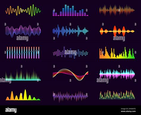 Color sound waves. Neon audio frequencies. Electronic music graphic ...