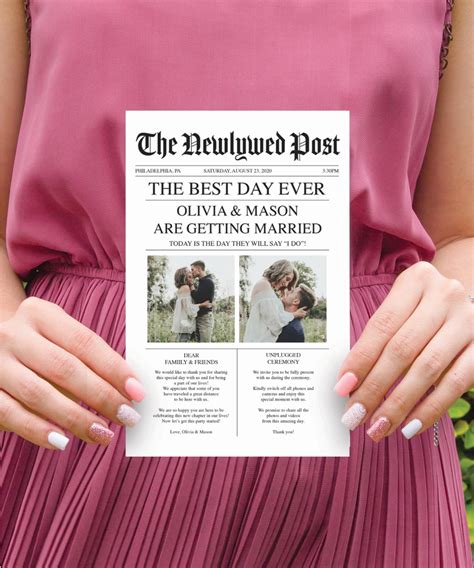 Newspaper Wedding Program Template, Printable Wedding Programs With ...