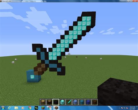 Minecraft Diamond Sword Pixel Art