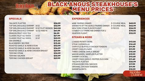 Black Angus Steakhouse Menu Prices + Specials (2024)