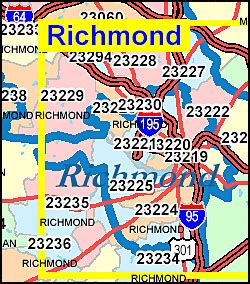 Richmond Virginia Zip Code Map - Map