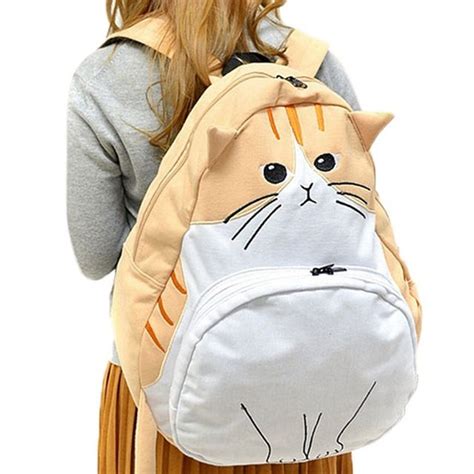 Japonés Gato Marrón Mochilas para Adolescentes de la Lona Mochila Gato ...