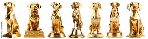 Golden dog award trophies, cut out. Awards for first place in dog show ...