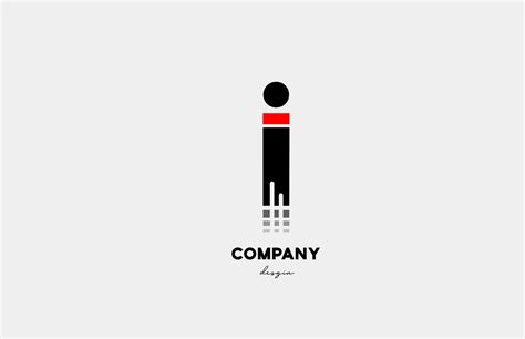 black red I alphabet letter logo icon design for business and company ...