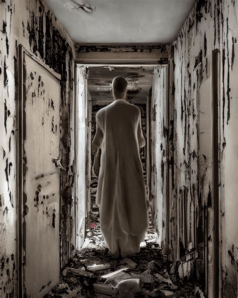 The Haunted Asylum Descent a Scene of Someone Exploring · Creative Fabrica