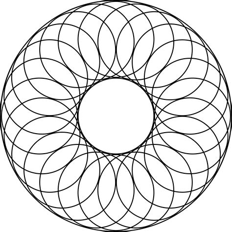 24 Overlapping Circles About a Center Circle and Inside a Larger Circle ...