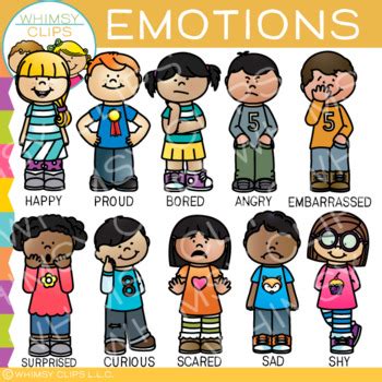 Kids Emotions Clip Art by Whimsy Clips | Teachers Pay Teachers