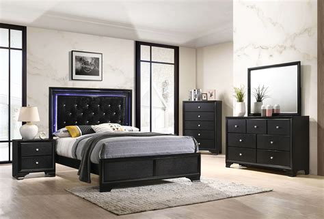 Micah Black LED Bedroom Furniture Sets | Urban Furniture Outlet