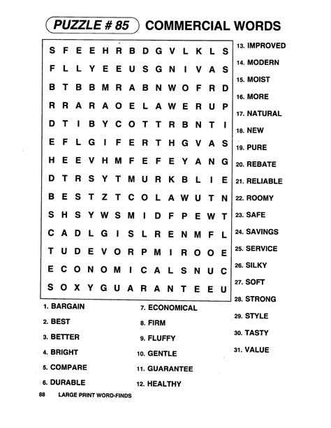 Large Print Crossword Puzzles For Seniors Printable