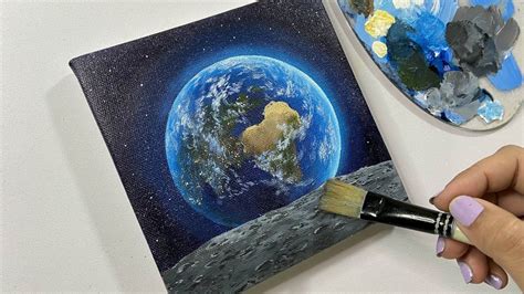 Planet earth painting/ acrylic painting tutorial for beginners/step by ...