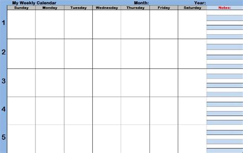 7 day one week printable weekly calendar - faskentucky