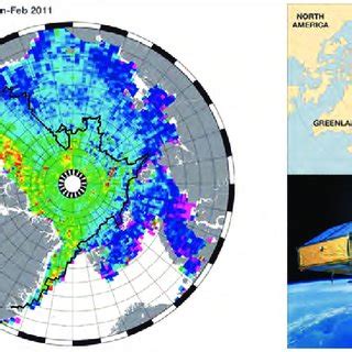 2. CryoSat's sea ice thickness map from the Arctic Ocean. Data from ...