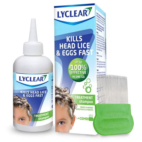 Lyclear Shampoo Head Lice Treatment + Head Lice Comb – Kills Head Lice ...