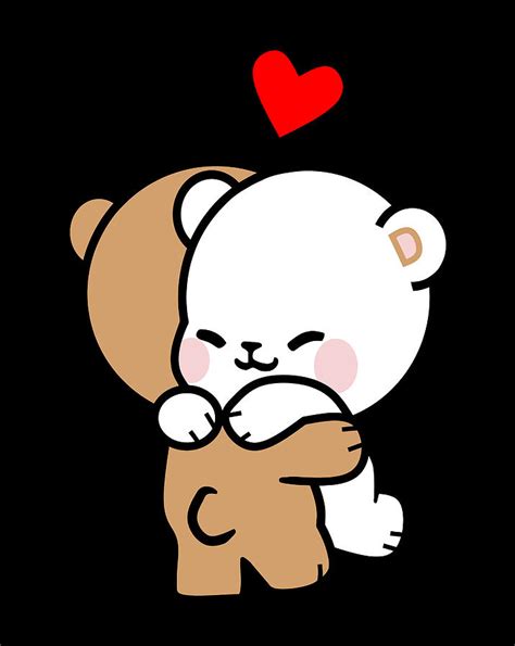 Milk Mocha Bear Safe In His Arms Love Hug Kiss Valentines Digital Art ...