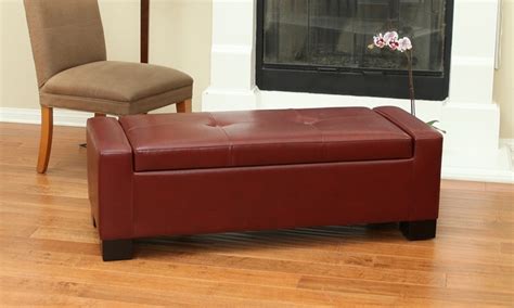 Bonded Leather Tufted Storage Ottoman | Groupon