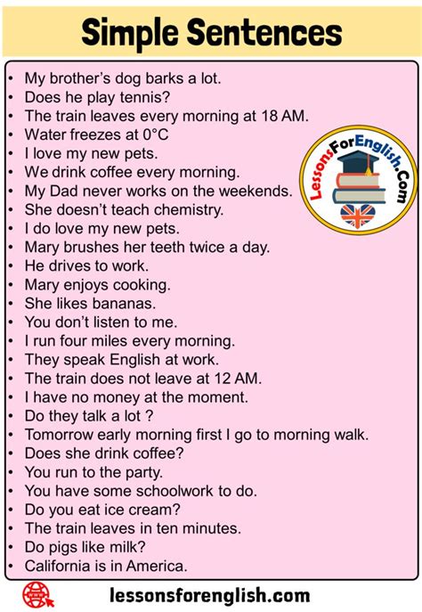 27 Simple Sentences Examples in English