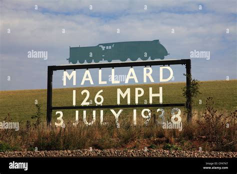 The Mallard Train Speed Record sign, East Coast Main Line Railway Stock ...