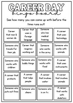 Career Day Bingo by ExpatSchoolCounselor | TPT